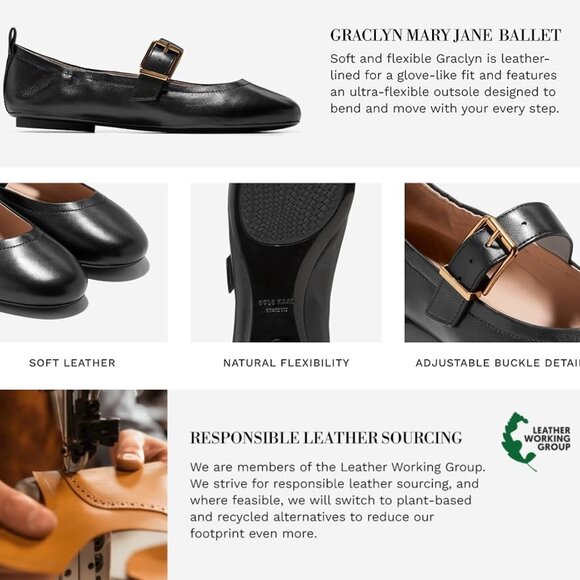 NIB Cole Haan Graclyn Mary Jane Ballet Flats – Silver Leather, Size on tag 9.5 - Picture 7 of 10